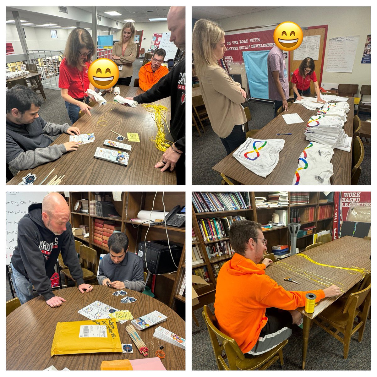 Assembling our World Autism Month T-Shirts! Be on the lookout for student deliveries later this week! @Mrs_Sasse_LTPS @LHSCareerSkills @dadamltps @VBekarciak @CardinalsLHS