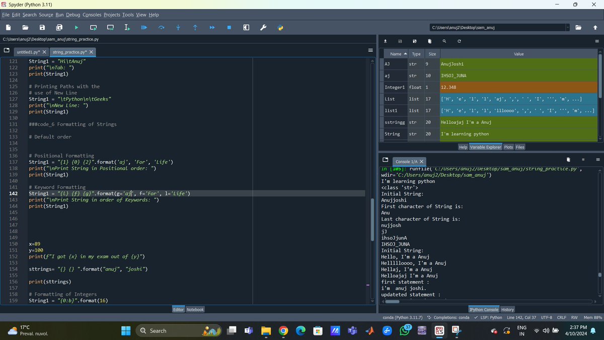 2002anuj's tweet image. Day 1 out of 100 of code challenge. Today I have learned about how to use string and all it's function.
#Python
#learningcoding
#100daysofcodechallenge