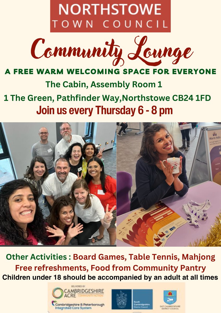 Please join us at the Community Lounge Thursday 11th April 6-8pm. Enjoy a free Warm Space and refreshments- all are welcome.