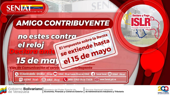 ¡El momento es ahora! Declara y paga el #ISLR cumple con Venezuela y contribuye con el desarrollo económico de esta Patria Grande. #JuntosSumamosAlDesarrollo