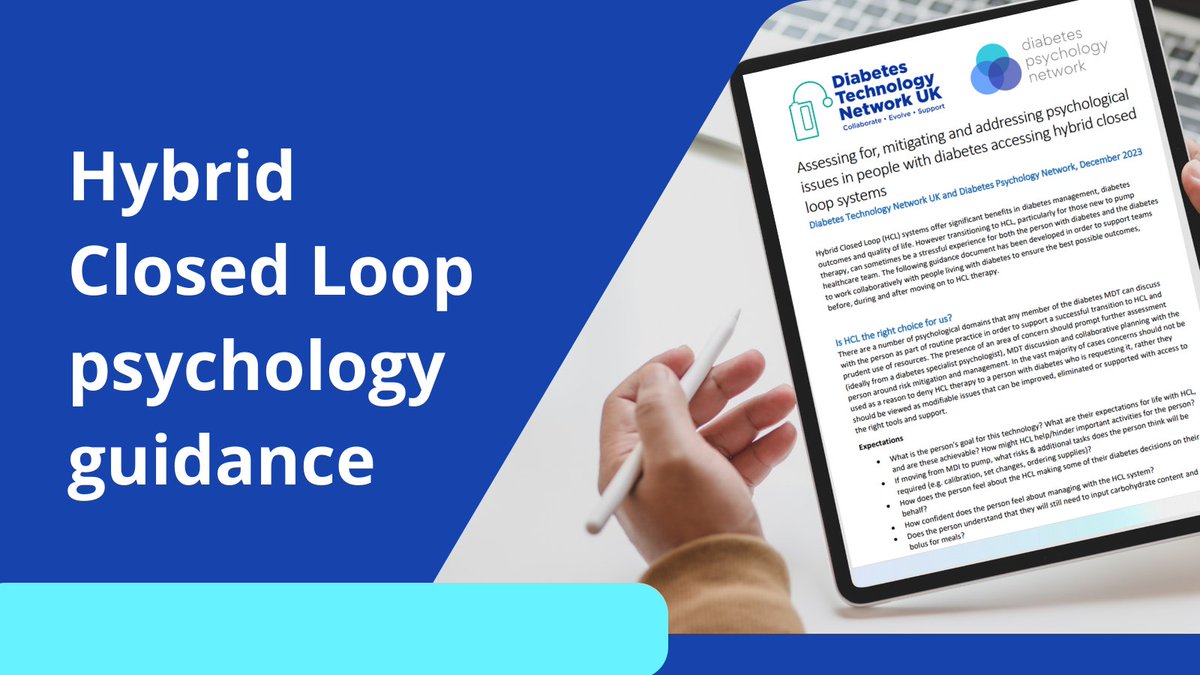 The @DTN_UK have developed guidance on Hybrid Closed Loop #HCL alongside the @DPsychNetwork. This guidance document has been produced to support teams to work collaboratively with people living with diabetes to ensure the best possible outcomes. Download📄ow.ly/jORX50Rax4o