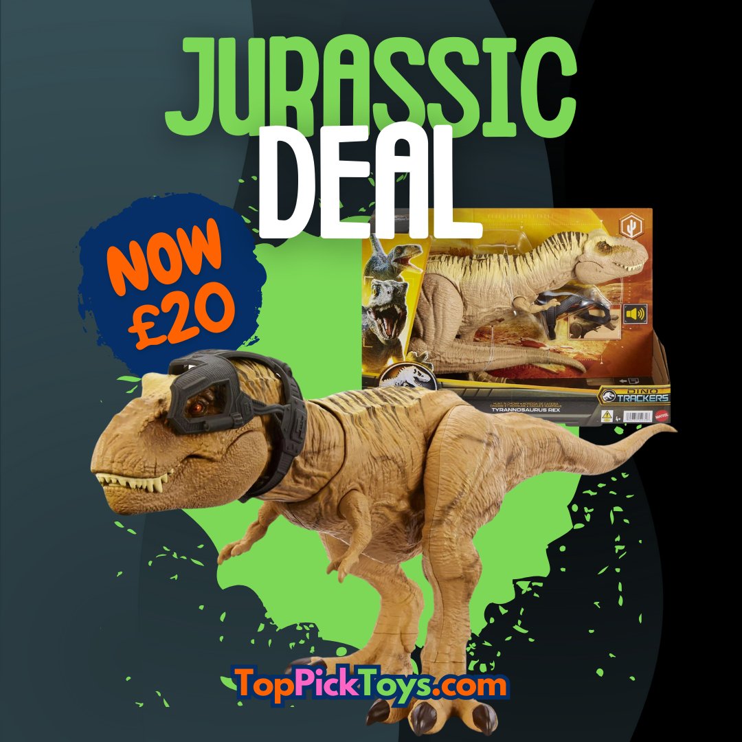 TopPickToysUK's tweet photo. Epic deal on the Jurassic World Hunt 'n Chomp Tyrannosaurus Rex, now down to £20.

Available in-store &amp; online.
https://t.co/D2qFMOttoQ

#JurassicWorld #JurassicPark #DinosaurToys #KidsToys #ToyShopUK #Retford https://t.co/UL7Y8DxpzJ