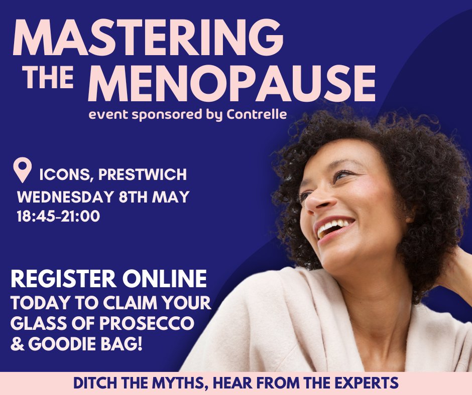Prestwich welcomes a brand new health event for women. A fun and informative event where common myths surrounding menopause are debunked. 🗓️Wednesday 8th May ⏰18:45-21:00 📌Icons, Prestwich Book online⬇️ prestwichpharmacy.co.uk/event---master…