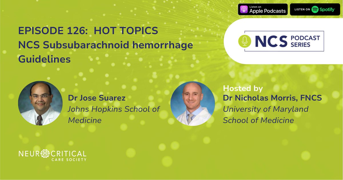 New: #SAH guidelines with Dr. Jose Suarez (@HopkinsNCCU). Dr. Suarez served on the writing group for @American_Heart and @neurocritical guidelines. We discuss where guidelines differ, the purpose of guidelines, and how guidelines map research priorities. neurocriticalcare.org/Events/Event-C…