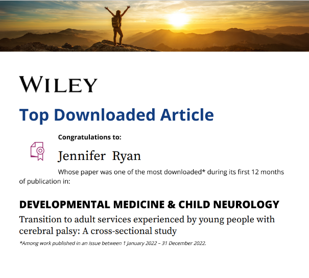 CPLife_Centre's tweet photo. ๐Two CP-Life papers published in Developmental Medicine and Child Neurology, have received enough downloads to rank within the top 10% of papers published
Thanks to all our co-authors https://t.co/Iz0M5dNkXM