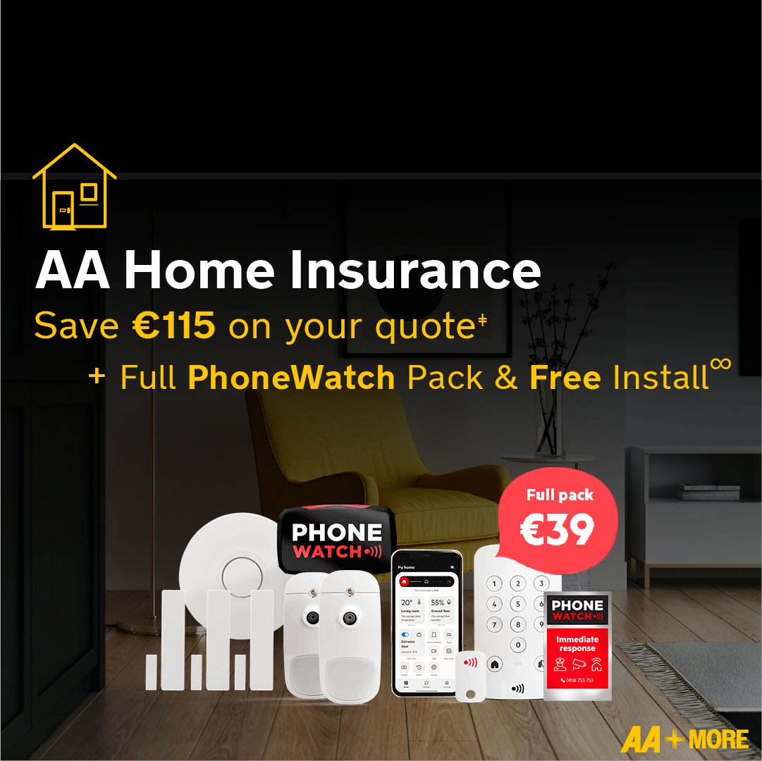 𝗧𝗵𝗲 𝗔𝗔 𝗵𝗮𝘀 𝗽𝗮𝗿𝘁𝗻𝗲𝗿𝗲𝗱 𝘄𝗶𝘁𝗵 𝗣𝗵𝗼𝗻𝗲𝗪𝗮𝘁𝗰𝗵! Home Alarm Pack only €39 with AA Home Insurance. With this offer you get: 🔐 Complete home security 📳 Immediate response 🛠️ Free install & all-inclusive service ✅ Exceptional customer service Click to avail…