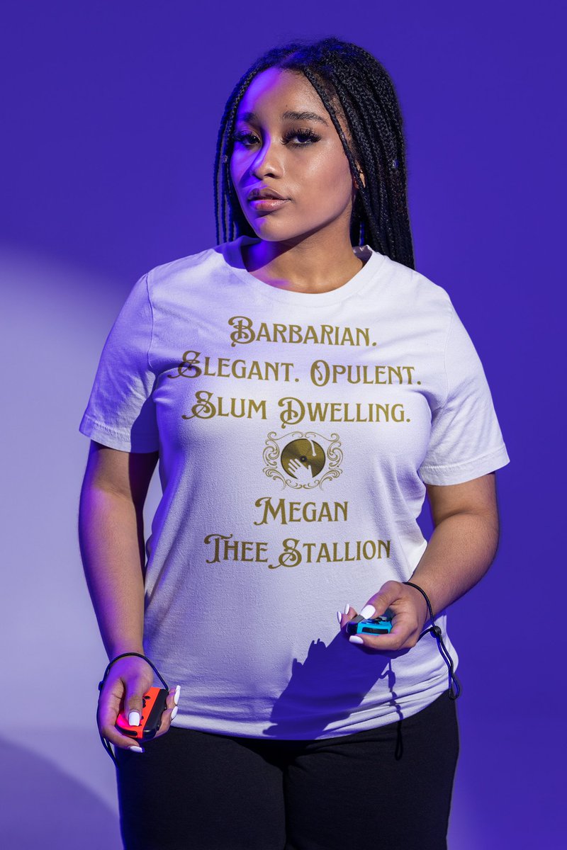 ChuckleWear's tweet photo. SHIRT OF THE DAY: BARBARIAN. ELEGANT. OPULENT. SLUM DWELLING.

https://t.co/yeb8QhGNtS...

"Behold! Megan Thee Stallion hath a list of contradictory characteristics!"

Don't forget to LIKE, SAVE, SHARE and have NOTIFICATIONS ON! https://t.co/UxesFCqJjY