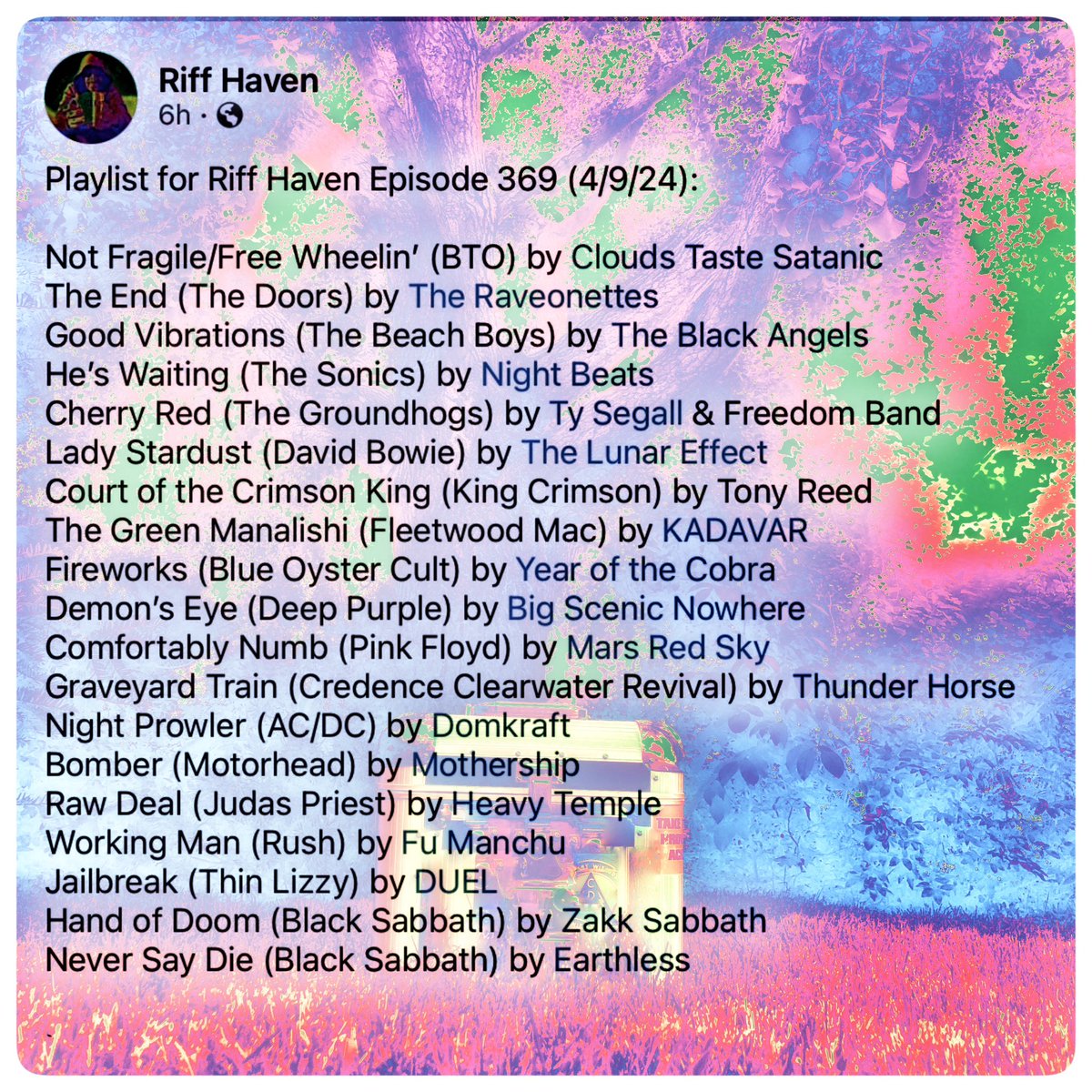 #CloudsTasteSatanic #TheRaveonettes #TheBlackAngels #NightBeats #TySegall #TheLunarEffect #TonyReed #Kadavar #YearoftheCobra #BigScenicNowhere #MarsRedSky #ThunderHorse #DomKraft #Mothership #HeavyTemple #FuManchu #Duel #ZakkSabbath #Earthless