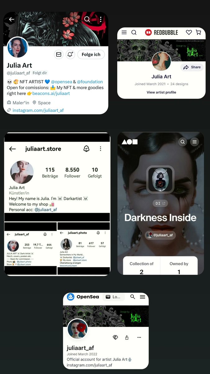 TJ_Kiwi's tweet photo. @BaronDestructo I like to say that one of them wrote this post☺️,I always enjoy cute little Sharky's posts🦈💙,I love the beautiful art from my fav #DarkArtist @juliaart_af ☠️🖤❤️🖤☠️,especially the gorgeous #NFT she made for me&amp;the ones from her #Opensea + #FoundationCollection #PortfolioDay https://t.co/H5kXs4QhcG