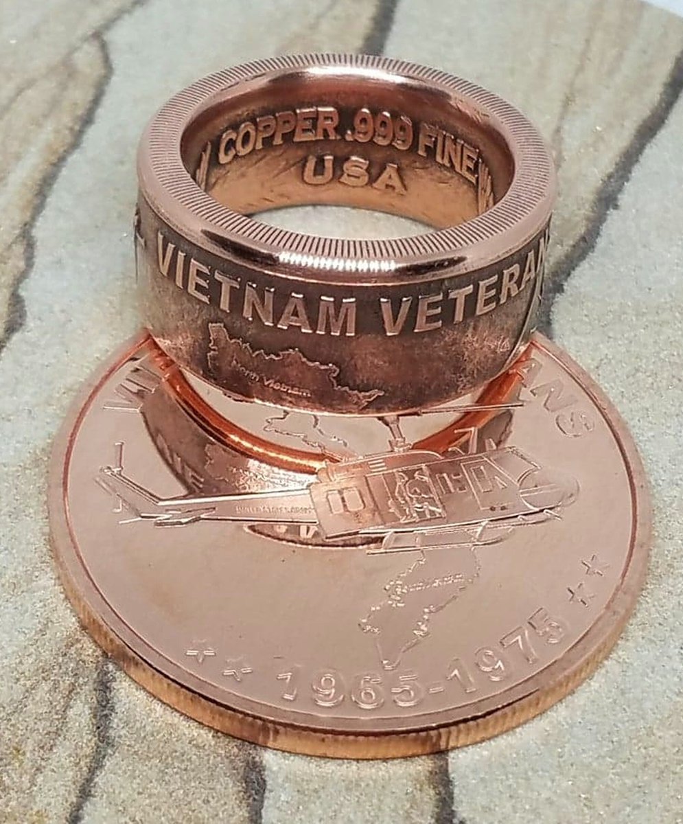 Vietnam Veterans Copper Coin Ring goimagine.com/copper-coin-ri… #Goimagine #CJRingsNThings 
#Veterans #Giftforhim #Memory #Birthday #anniversary #husband #coin #RingTheBell