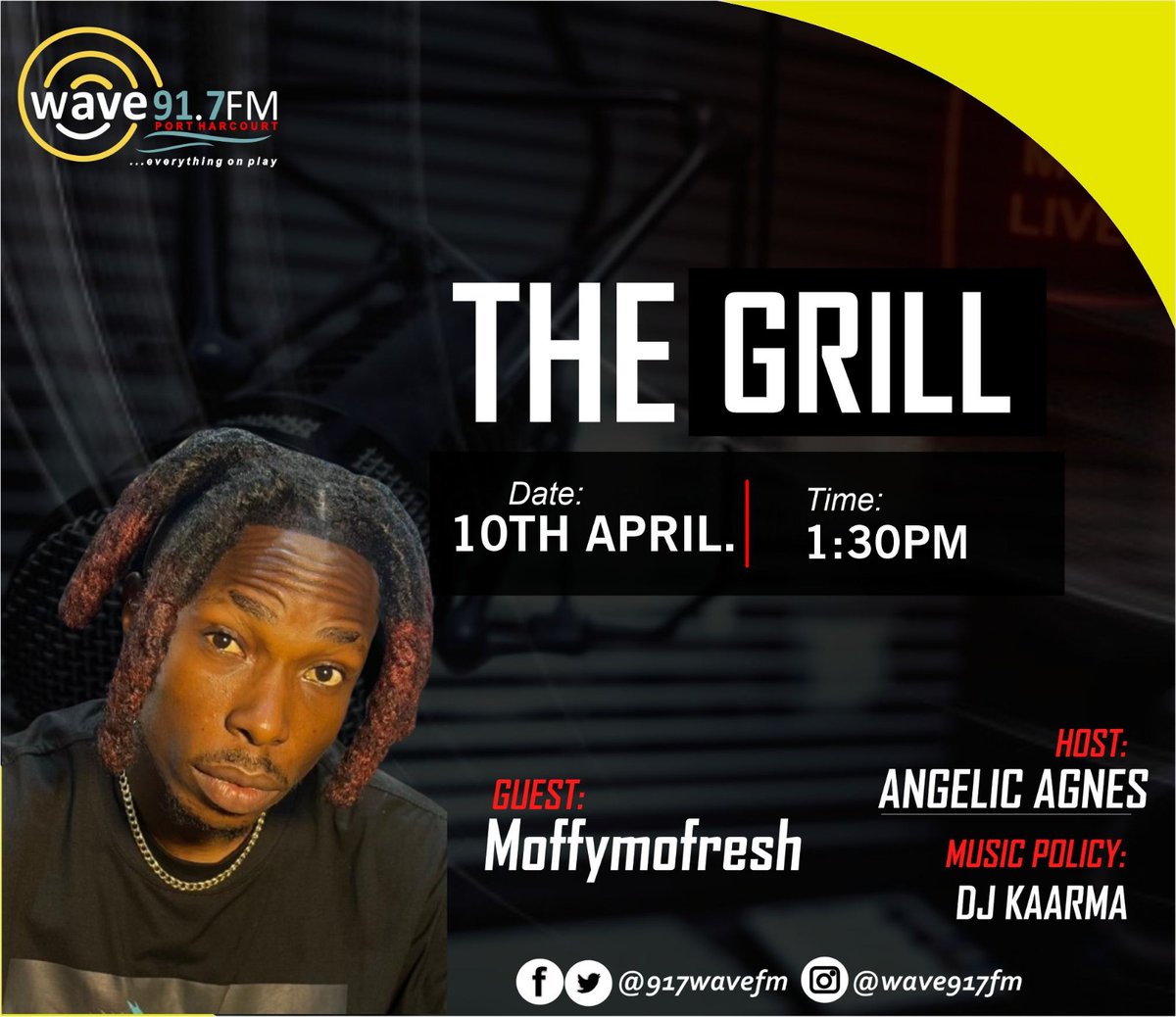 IG: @Wave917fm (@917wavefm) on Twitter photo <a href="/moffymofresh/">Moffymofresh</a> will be live on the Grill from 2pm today.
Join #AngelicAgnes on #TheGrill
#Music by <a href="/iDJKaarma/">DJ Kaarma NΒ£β© RANGβ¬$</a> <a href="/moffymofresh/">Moffymofresh</a> will be live on the Grill from 2pm today.
Join #AngelicAgnes on #TheGrill
#Music by <a href="/iDJKaarma/">DJ Kaarma NΒ£β© RANGβ¬$</a>