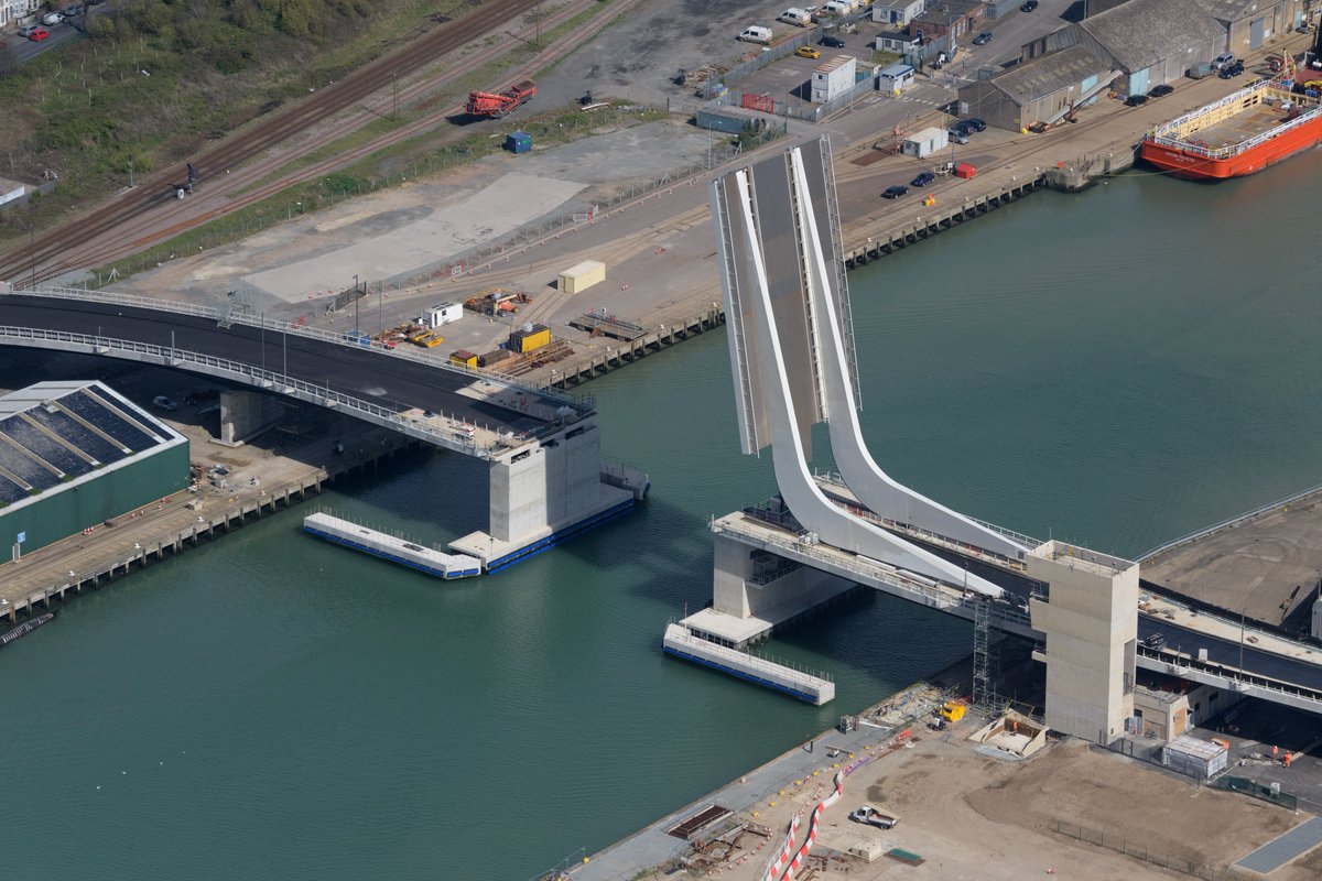 Lowestoft aerial image: The Gull Wing bridge - fabulous name given by the children at the nearby Somerleyton Primary School #Lowestoft #gullwingbridge #aerial #image #Suffolk #aerialphotography