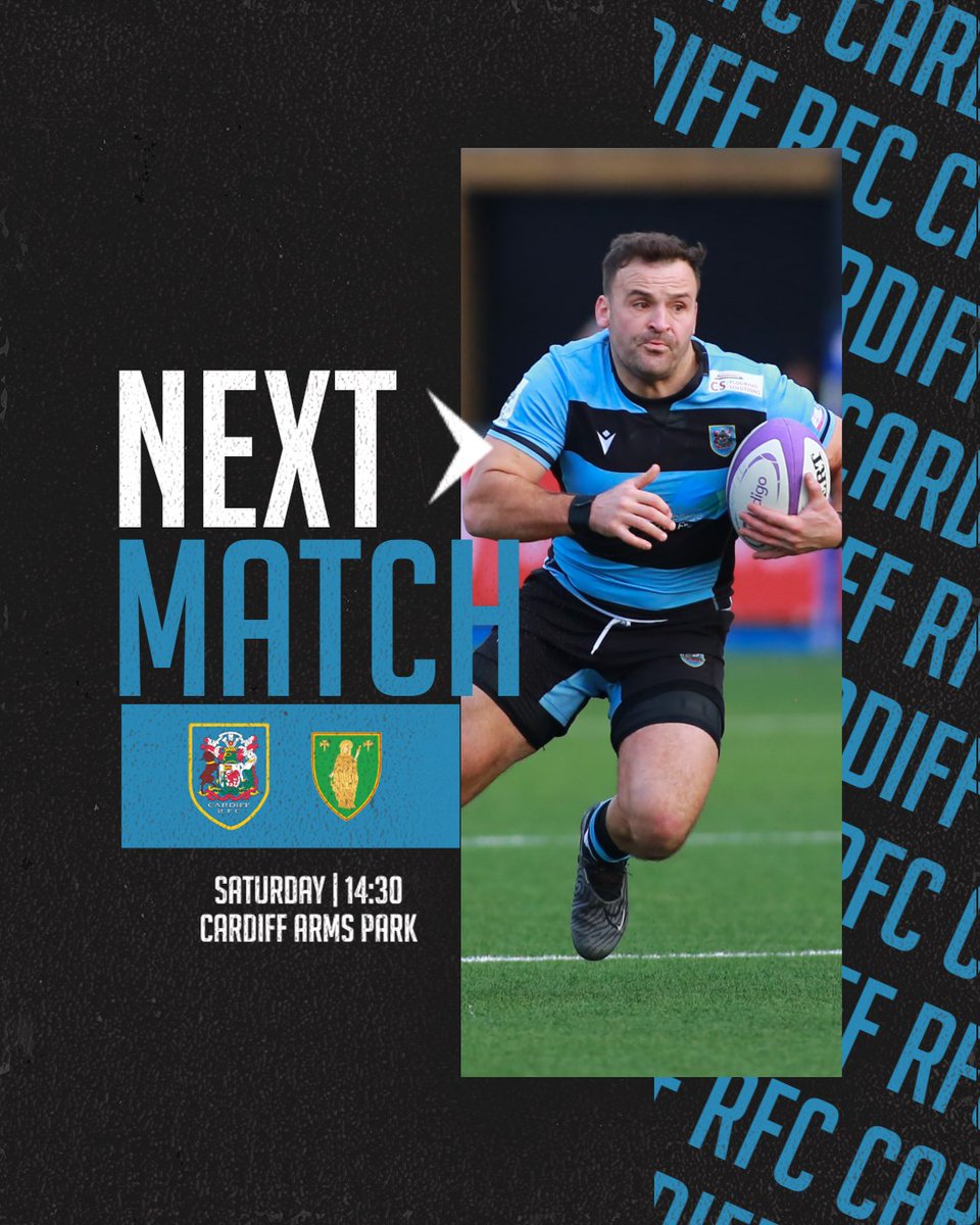 Craving your Blue and Black rugby fix? Don't forget @Cardiff_RFC are in action this Saturday in another big one in the battle for the play-offs. As ever, Rags matches are included in our Season Memberships so pop along!