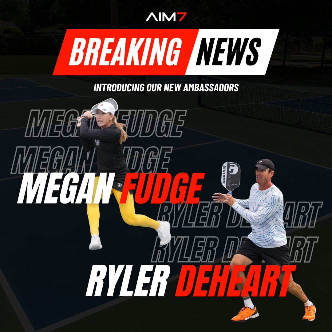 We are thrilled to announce our new AIM7 Ambassadors:

Megan Fudge & Ryler DeHeart

#aim7 #meganfudge #rylerdeheart #pickleball #APPfamily