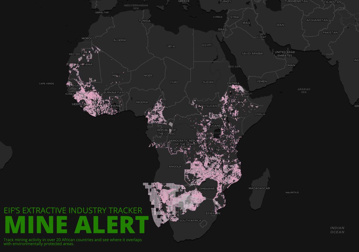 After 2 years it is finally ready. Join us for the release of EIF's #Minealert. A new tool tracking biodiversity threats caused by mining licenses across 22 countries on the African continent. eiforum.org/wp-content/upl…