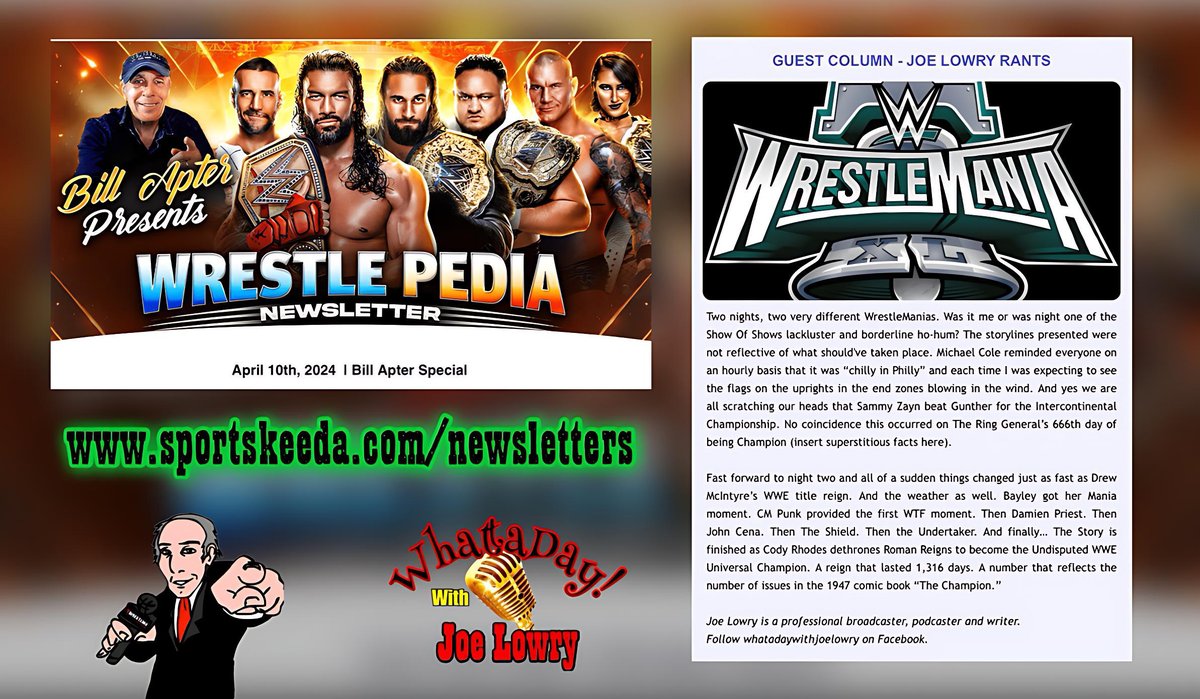 This Weeks #WhattaDay Rant Courtesy Of @apter1wrestling NewsLetter @SKWrestling_ To Get The Newsletter Sent Directly To Your Inbox Click Here: sportskeeda.com/newsletters #WWERAW #SmackDown #WrestleManiaXL #prowrestling @BillApter1