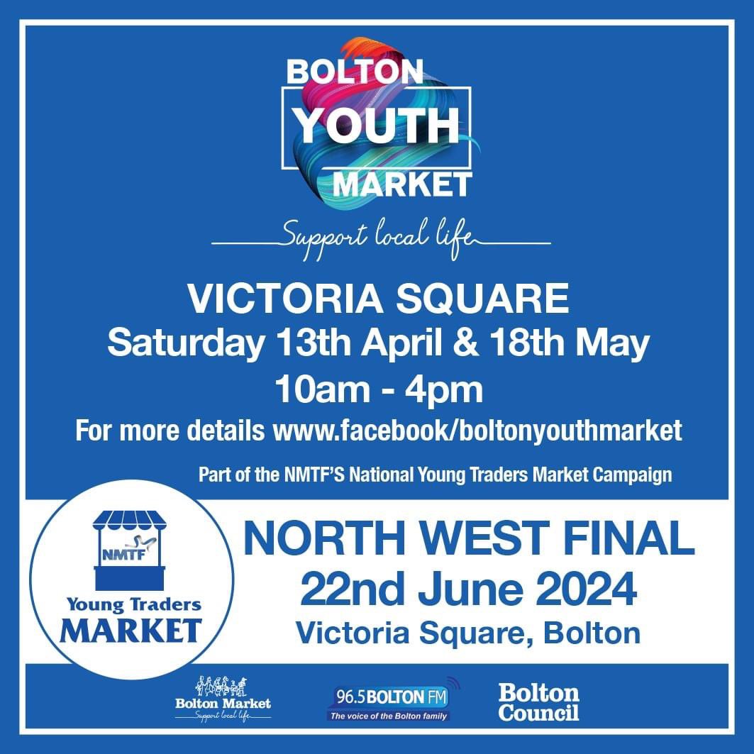 This Saturday Bolton Youth Market 
13 April 10am-4pm