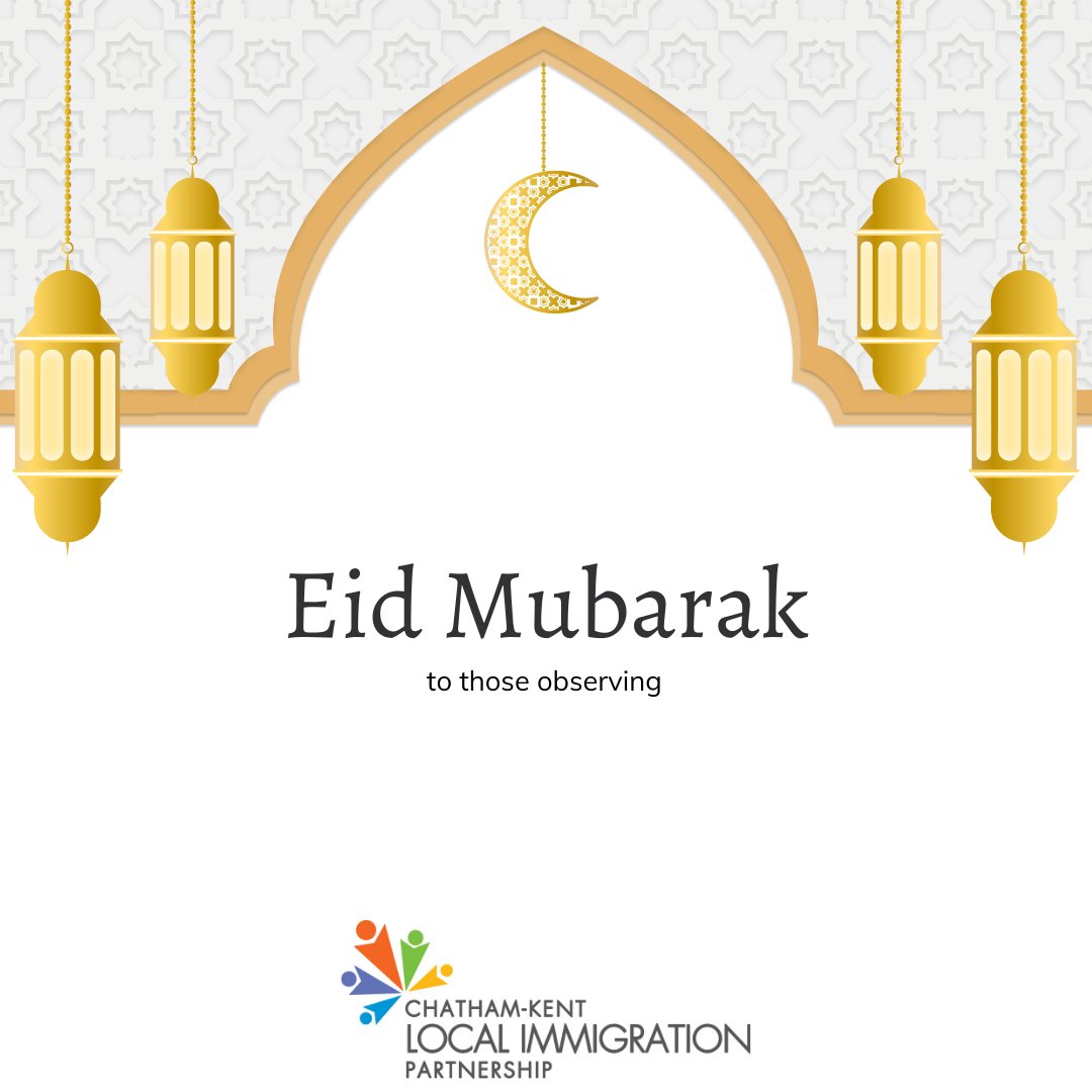 Eid al-Fitr Mubarak to those observing in #CKOnt!

Check out the Municipality of Chatham-Kent's DEIJ calendar to learn about more cultural and religious-based significant dates. letstalkchatham-kent.ca/deij

#CKImmigrationMatters #CKAttractionPromotion