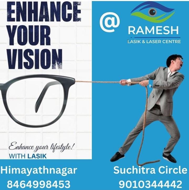 Ramesh Lasik & Laser Centre. Call : 90103 44442 #lasik #laser #eyecare #eyehospitalindia #eyehospitalhyderabad #suchitra #alwal #kompally #kompallyhyderabad #rameshlasikandlasercentre #lasereye #eyesurgeries #eyehospitals #hyderabad #hyderabaddiaries #medchal