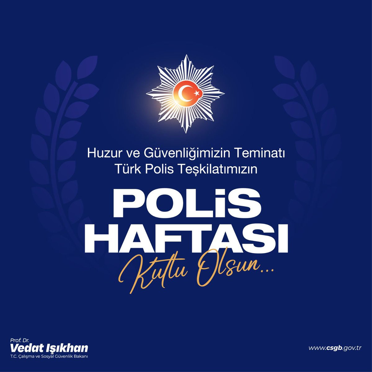 Milletimizin huzur ve güvenliğinin sarsılmaz teminatı Türk Polis Teşkilatı’mızın 179. kuruluş yıl dönümünü ve #PolisHaftası’nı kutluyorum. 🇹🇷