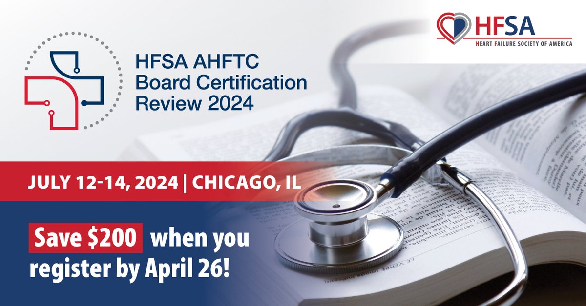 ICYMI: Early Bird Registration is OPEN for the ONLY in-person board exam prep course in 2024! Don't miss your opportunity to learn from renowned heart failure experts and put yourself on the pathway to exam success. Register now and save $200!: hfsa.org/hfsa-ahftc-boa…