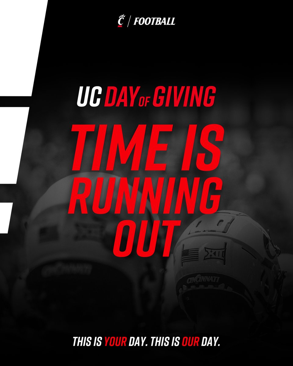 Good morning, Bearcats! Just a few hours left to support our student-athletes and get 2X UCATS priority points! #UCDayofGiving 🔗: cpaw.me/dg24
