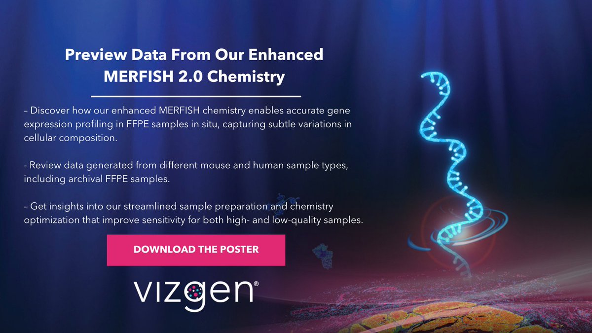 Preview our enhanced #MERFISH2.0 chemistry, showcased in our #AACR poster. This cutting-edge update addresses the long-standing challenge of transcriptomic measurements in samples with degraded RNA, including highly challenging #FFPEtissue. Poster 🔗hubs.ly/Q02slSYC0