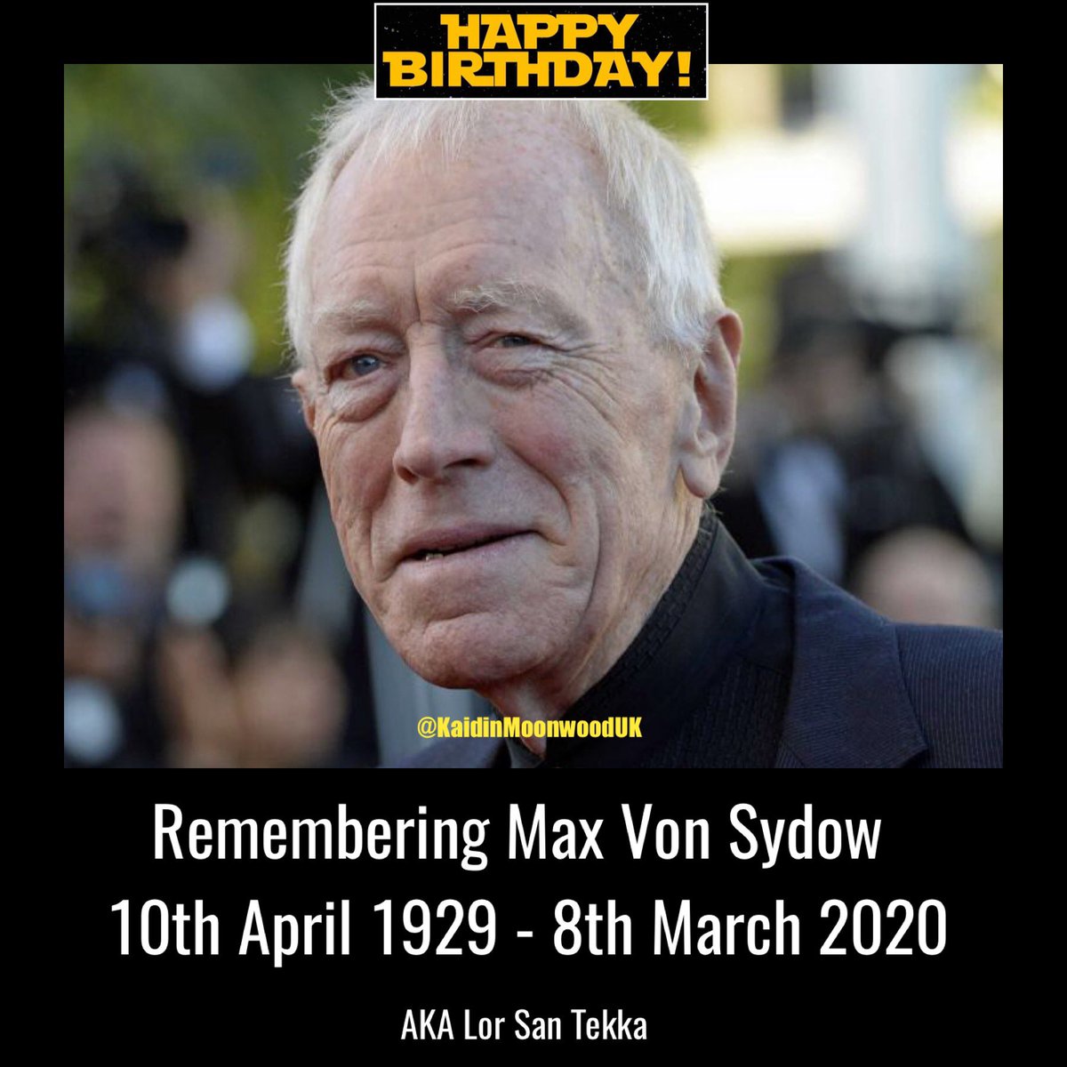 Remembering Max Von Sydow aka Lor San Tekka. 
10th April 1929 to 8th March 2020
#StarWarsBirthday #AtOneWithTheForce #MaxVonSydow #LorSanTekka #TheForceAwakens #StarWars
starwars.wikia.com/wiki/Max_von_S…