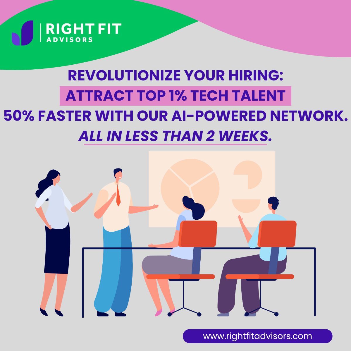 🌟 Revolutionize your hiring process! 🌟 Attract the top 1% of tech talent 50% faster with our AI-powered network. All achieved in less than 2 weeks. 🚀💼 #TechTalent #HiringRevolution #AIRecruitment #FasterHiring #InnovativeSolutions #TopTalent #RecruitmentEfficiency