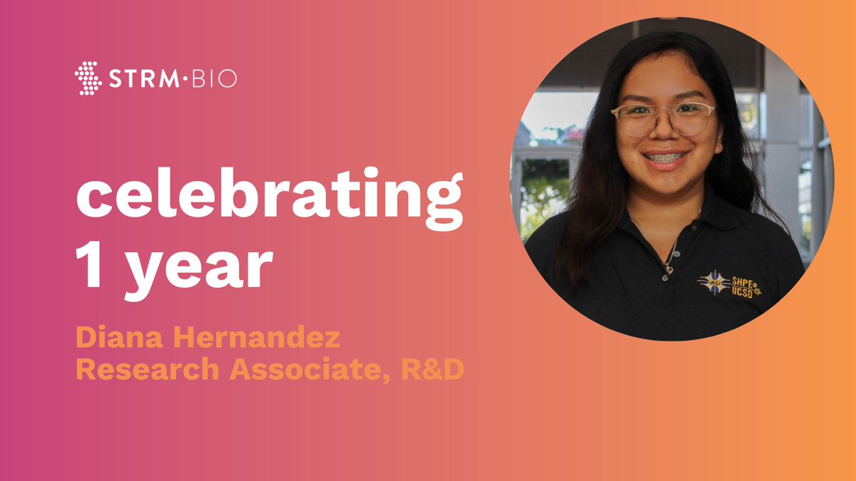 Congratulations to Diana Hernandez on her first anniversary with <a href="/STRMbio/">STRM.BIO</a>! Thank you for all that you do to bring #genetherapy to life!
