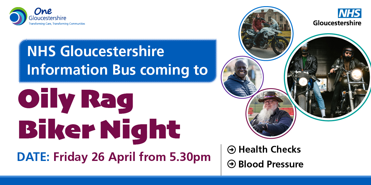 🏍 It's back by popular demand! Our Information Bus will be making a special appearance at @OilyRagCo Biker Night for the 2nd year running!! Health & blood pressure checks will be available from 5.30pm on Fri April 26 at Triangle Park, Unit 9, Rockhaven Ind Est, Metz Way, GL1 1AJ