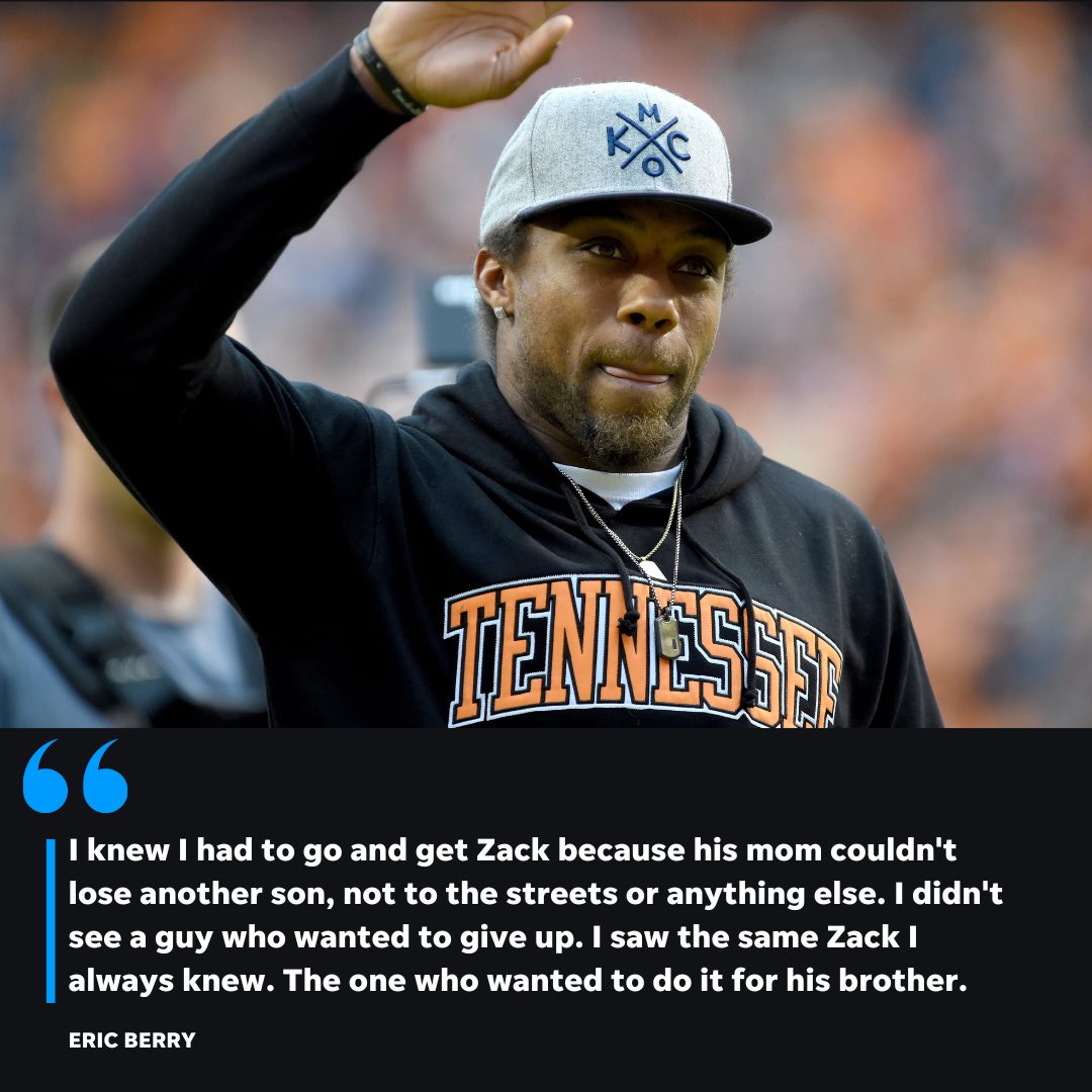 'I knew I had to go and get Zack because his mom couldn't lose another son, not to the streets or anything else. I didn't see a guy who wanted to give up. I saw the same Zack I always knew. The one who wanted to do it for his brother Zaevion,' @Vol_Football Eric Berry said about