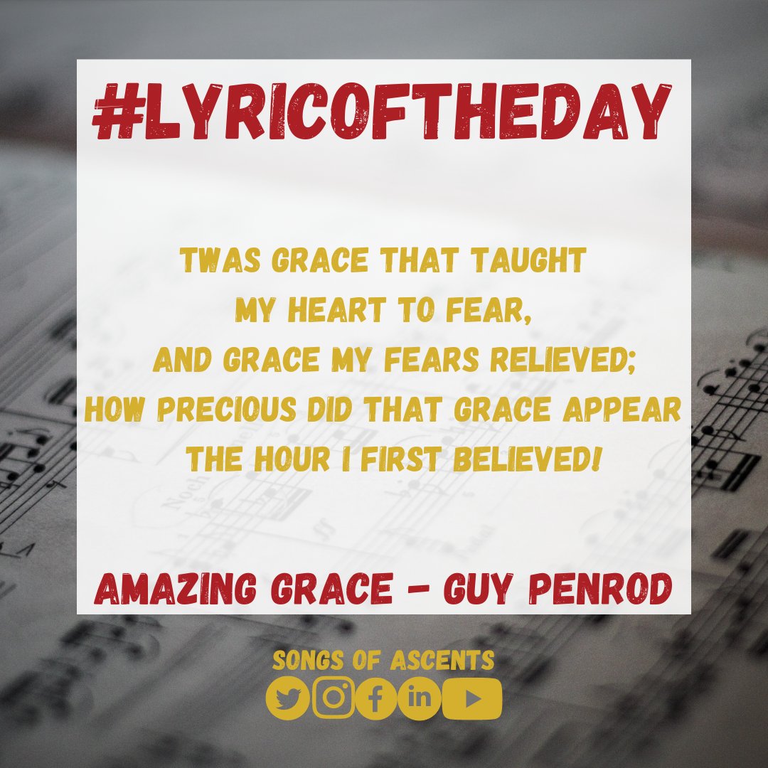 'Twas grace that taught
my heart to fear,
And grace my fears relieved;
How precious did that grace appear
The hour I first believed!'

Amazing Grace - Guy Penrod

#lyricoftheday
#lyricsoftheday
#lyricoftheday🎶
#lyricoftheday🎧
#songsofascents