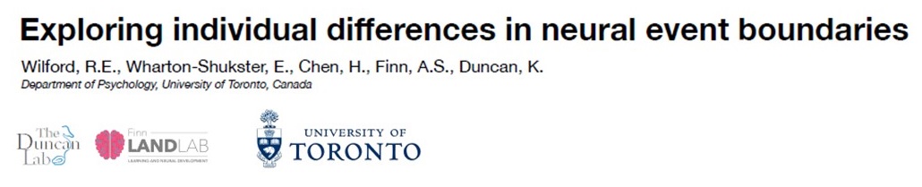 Come see our poster at CNS, Sunday from 5-7pm (C102). Collaboration between @duncanlabUofT and @amysuefinn and the Finn Lab! We validated using the GSBS state segmentation algorithm on individual-level fMRI data, and found individual differences in event timescales in the brain!