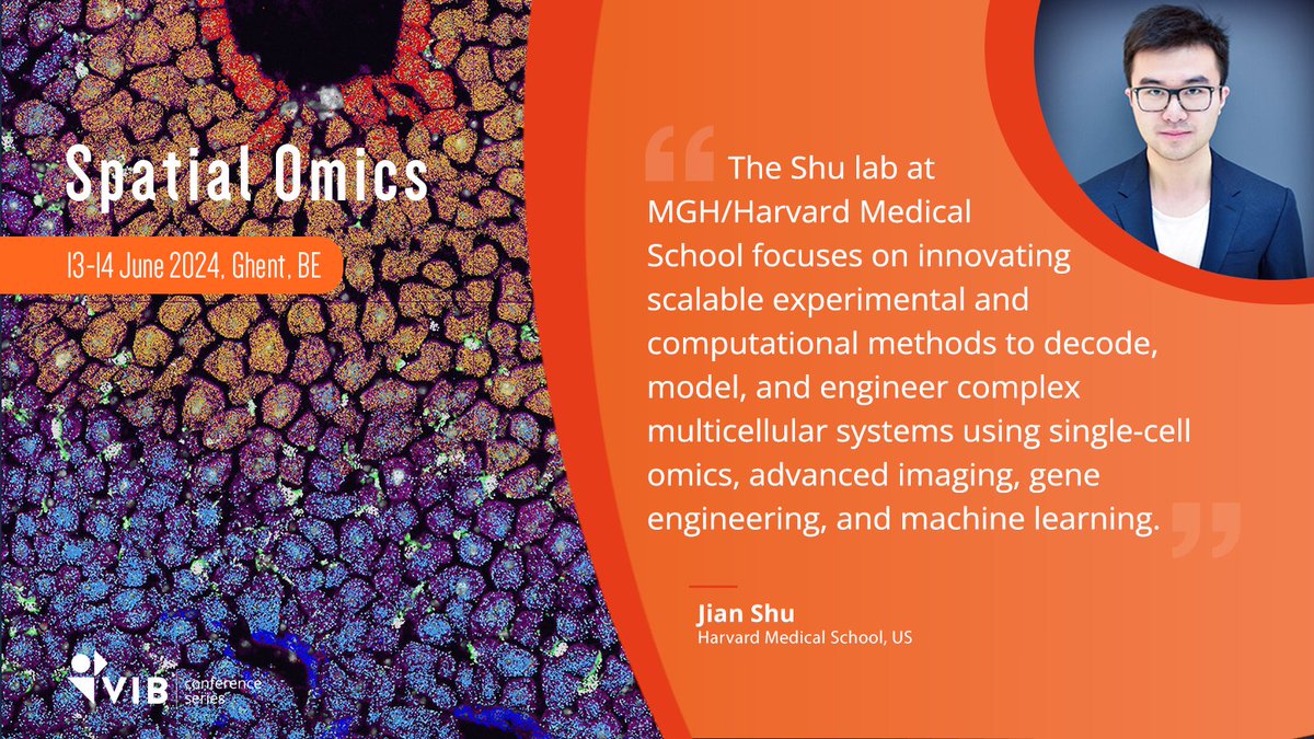 Driven by biological questions, <a href="/JianShuLab/">Jian Shu</a> pushes the boundaries of current technologies. Do not miss his talk about decoding cell fates in Ghent🇧🇪at #SpatialOmics24! 
⏳Do not miss the early bird deadline (2 May)!
👉 vibconferences.be/events/spatial…