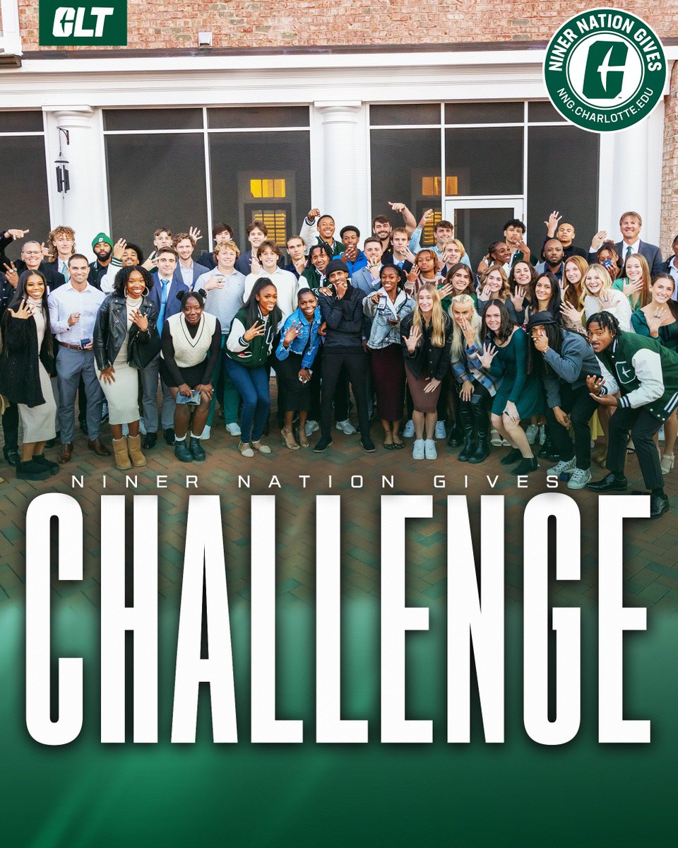 Starting day 2 with another challenge! Gene and Vickie Johnson are providing $5,000 to the Charlotte 49ers Team that secures the most gifts during Niner Nation Gives. Follow the leaderboard to see which team comes out on top. Give: bit.ly/NNG-ATH24