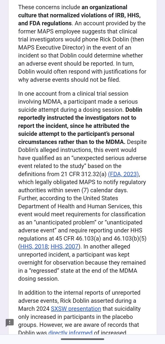 The public needs to know more about the organization pushing MDMA therapy and the host of issues and allegations around their research. It is important for the historical record even in the event of approval so that future patients are aware.