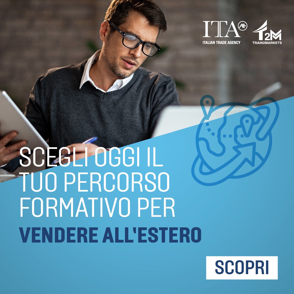 Acquisisci le #competenze per portare il tuo business all’estero 🌏 Scopri tutti i corsi online di #Train2Markets certificati e sostenuti al 100% da Agenzia #ICE. Inizia ora la tua formazione ➡️ bit.ly/47cAugy