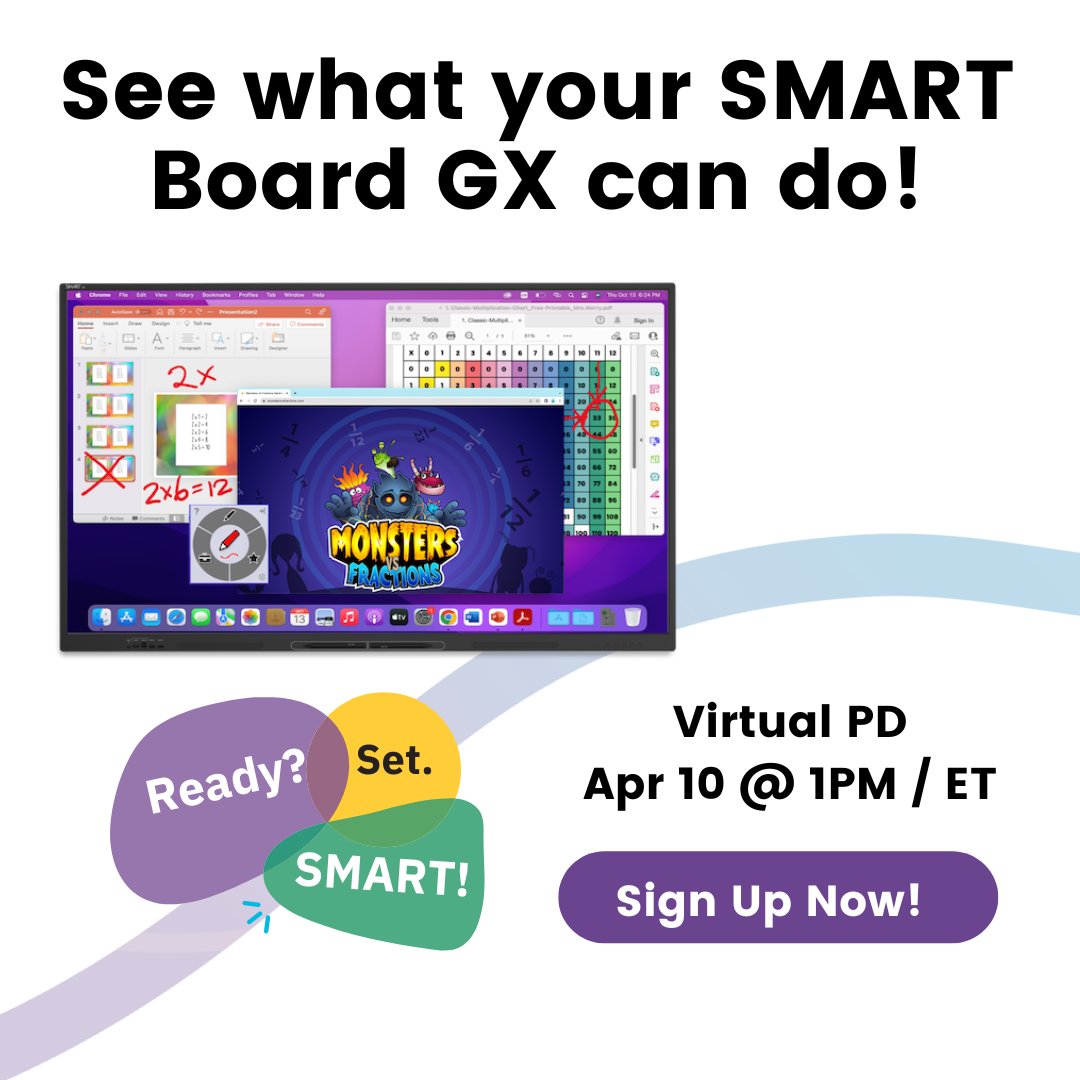 Learn the first steps of what your SMART Board GX can do in this webinar happening TODAY! Register here: bit.ly/4a57byC