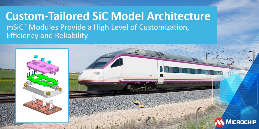 Our #SiC custom modules can be tailored to meet the specific requirements of individual power systems. Due to their high efficiency and power density, mSiC™ modules can help reduce the size and weight of power systems. mchp.us/48n6kbe #semiconductors #powerelectronics