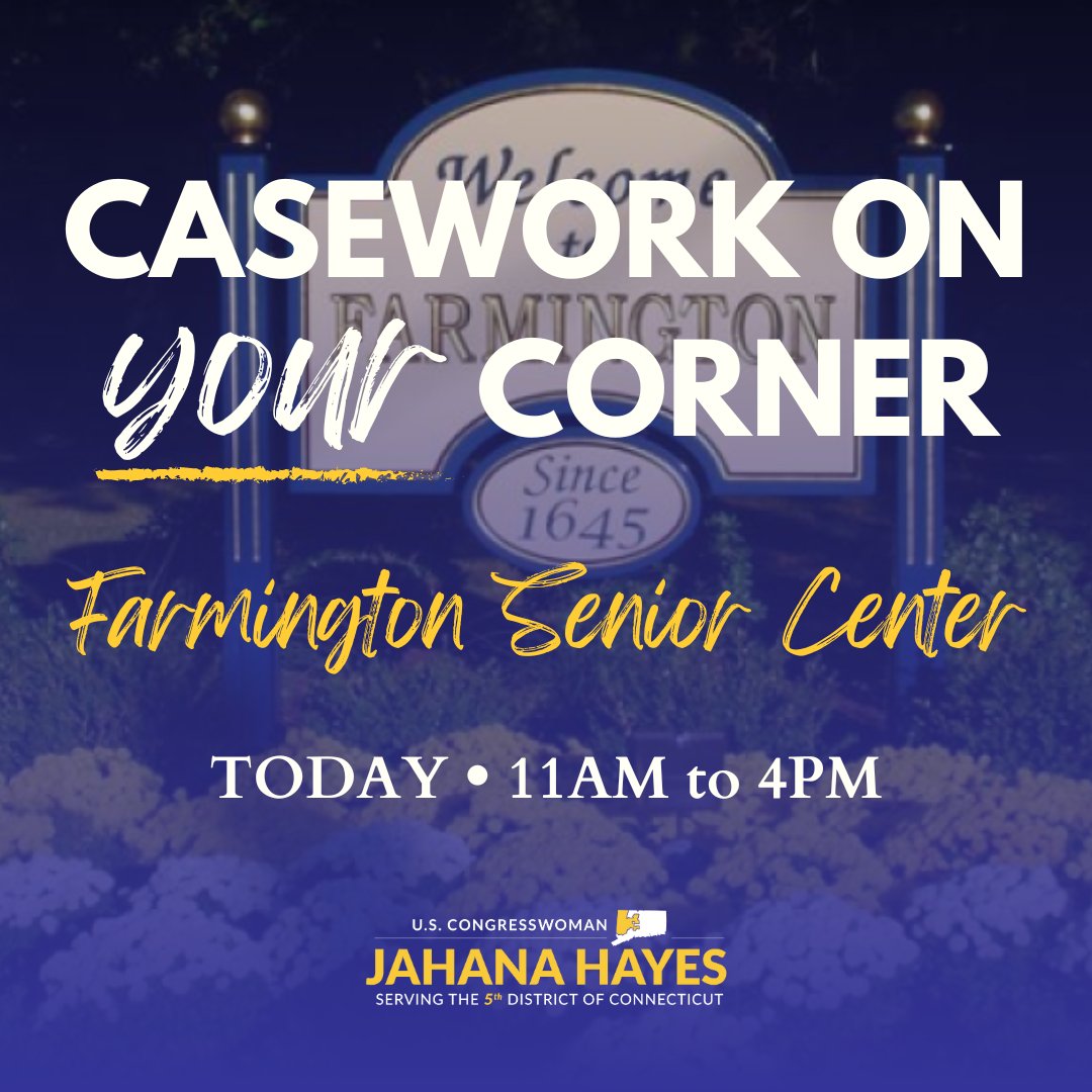 Our Casework Team will see you TODAY at Farmington Senior Center from 11:00 AM to 4:00 PM. No appointment necessary. If you are experiencing an issue with a federal agency, we are ready to help.