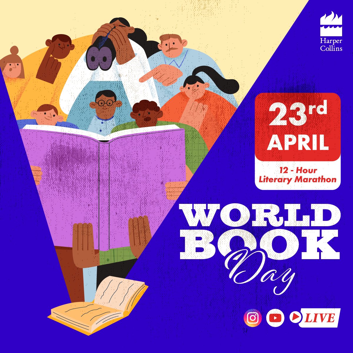 Save the date for the grand literary #HarperCollinsMarathon on #WorldBookDay 2024!

Get ready for memorable interactions with your favourite authors and some exciting literary activities throughout the day!

#READWithHarperCollins #READ