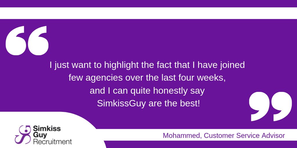 We are proud of each and every testimonial we receive from our candidates and clients - click the link to read some more simkissguy.com/testimonials/