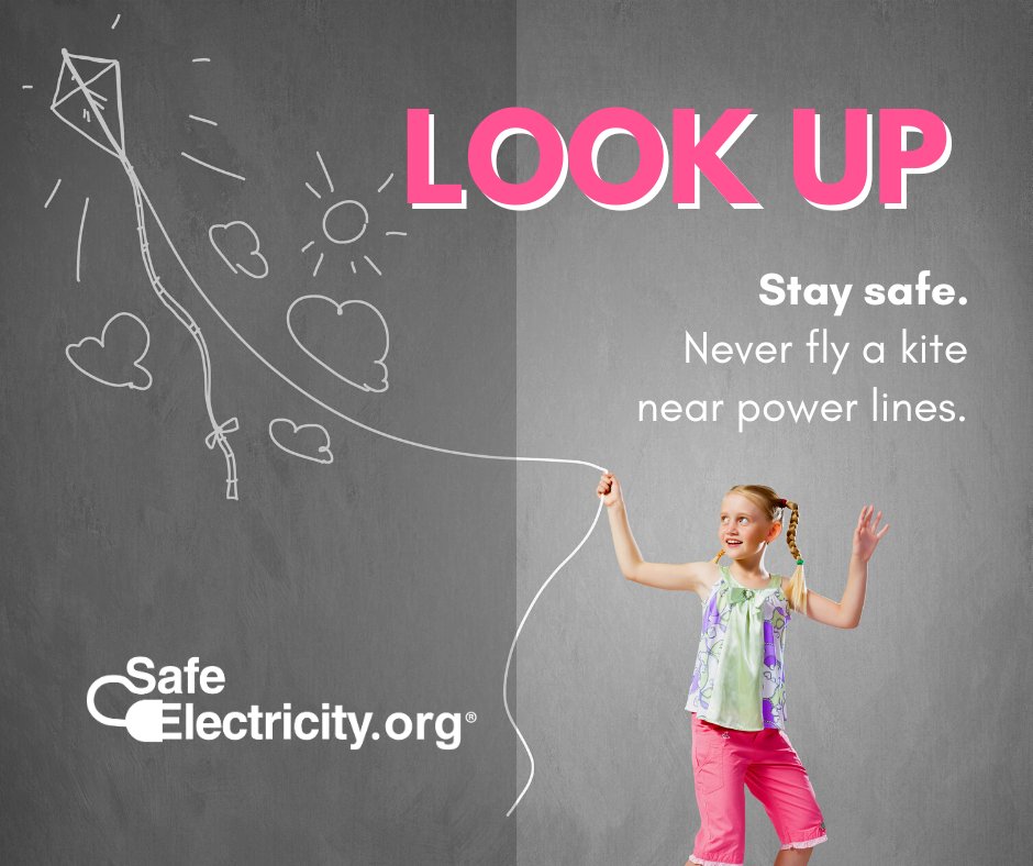 Help keep your kids safe by checking for overhead power lines before they fly kites, toys or drones. Read about other safety tips: ow.ly/8No050R5GOz #SafeElectricity #PublicPower #PoweringABrighterFuture