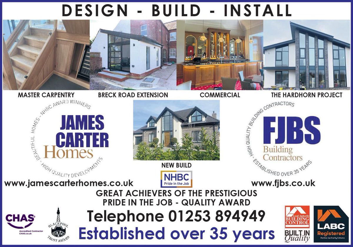 Design - Build - Install
Fylde Joinery &amp; Building Services Ltd 
Telephone 01253 894949

#joinery #building #blackpool #fylde #northwest #lancashire