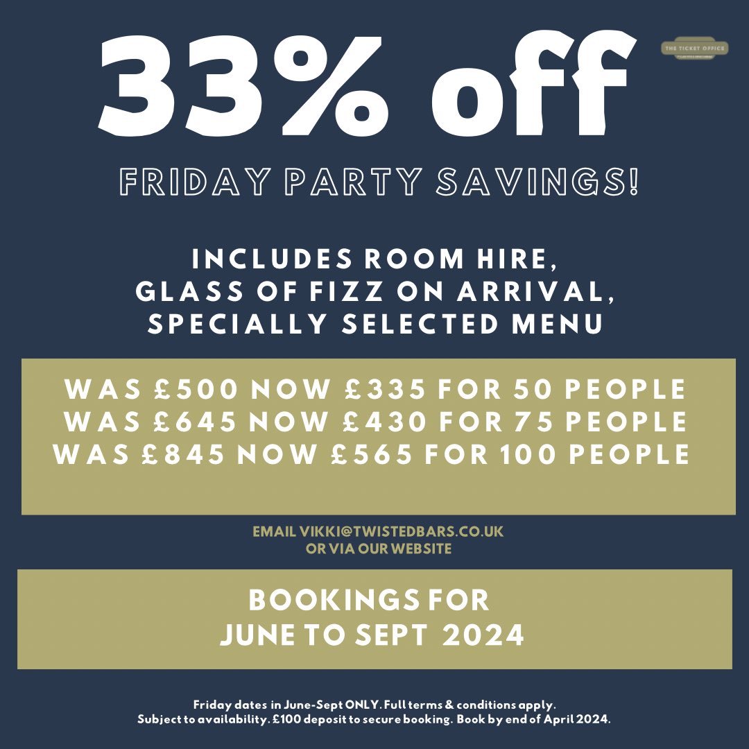 Don’t miss out on saving 33% off your function. Just book by the end of April for a date between June-Sept 2024! #ilkley #bestplacetolive #cocktails #partytime