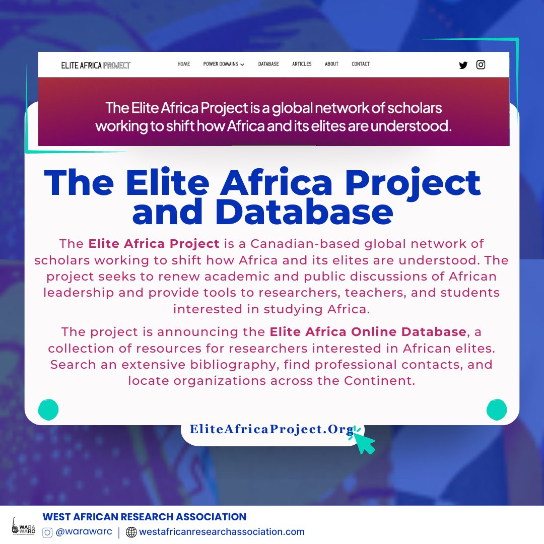 An exciting new initiative out of our friends to the north, @UofT. If you are interested in the study of leadership or politics on the continent of Africa, please check it out! Learn more: ow.ly/ko8t50R6Hpv Check out the project (@Elite_africa_): ow.ly/aK6I50R6Hpu