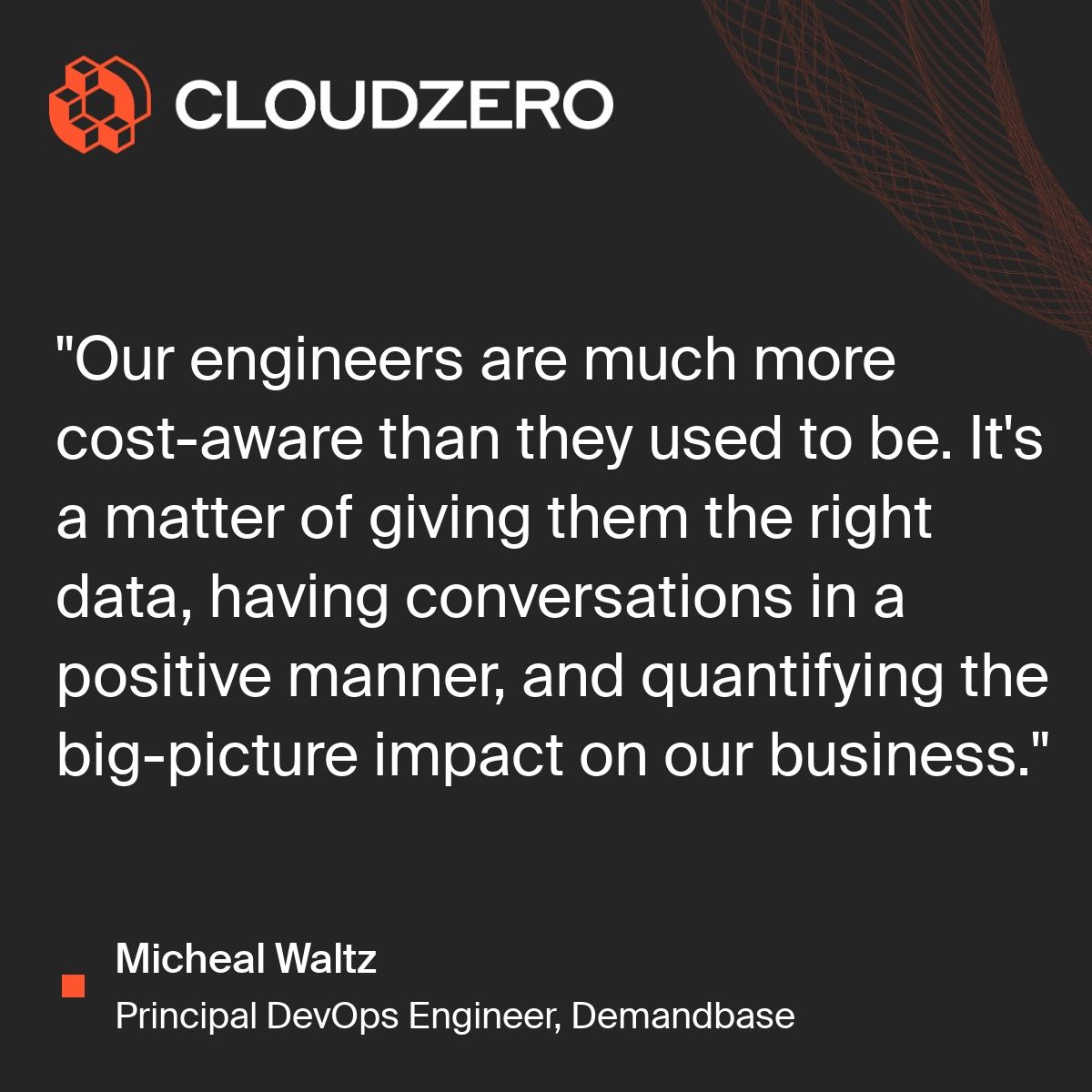 Micheal Waltz is elevating cost awareness at Demandbase! Learn more about Demandbase’s story and how the team provides engineers the right data, fosters positive conversations, and quantifies business impact: bit.ly/49N05iq #CloudOptimization #BusinessImpact