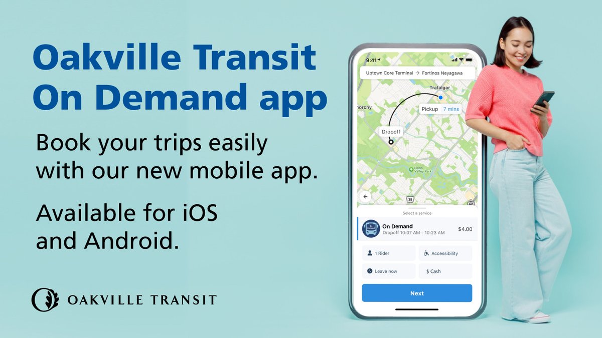 Our new On Demand App is now available for download! Book rides for Ride On Demand, care-A-van and Home to Hub on the app. More information here: oakvilletransit.ca/schedules-maps…