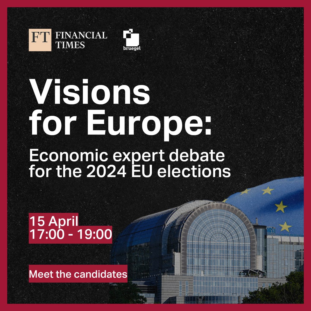 📢Bruegel, partnering with @FT, will host a European election debate among economic experts from the European political parties next Monday at Sparks Meeting

But who are the party experts who will go head-to-head to give us their #Vision4EU? Read this thread to find out! 🧵